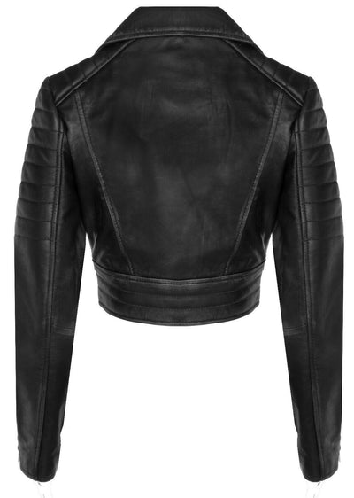 Giacca da motociclista in pelle corta Brando da donna - Damasco
