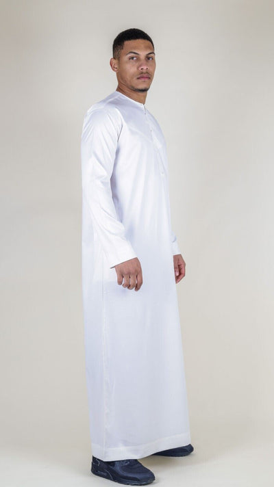 Men's Thobe Robe Satin Emirati Islamic Jubba Eid Regular Fit