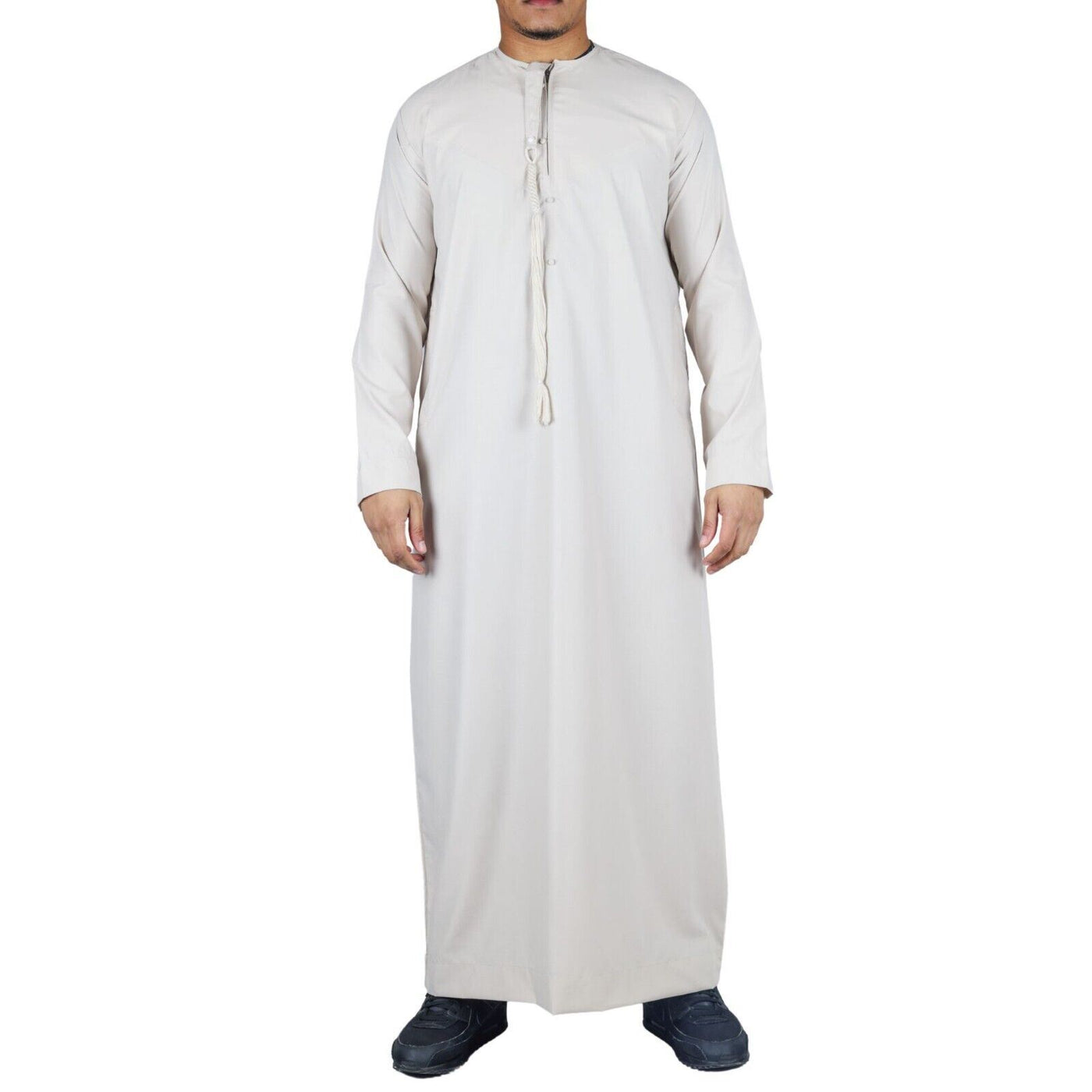 Men's Thobe Emirati Islamic Jubba Robe Eid Tassel Slim Fit