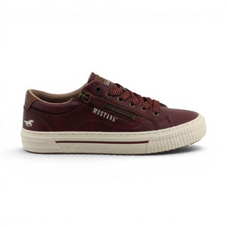 Mustang Women's Burgundy Faux Leather Trainer Sneaker Casual Shoes - M0112011