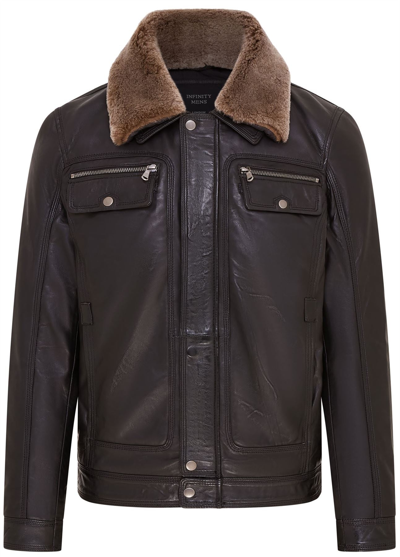 Mens Trucker Shirt Leather Jacket- Tornio