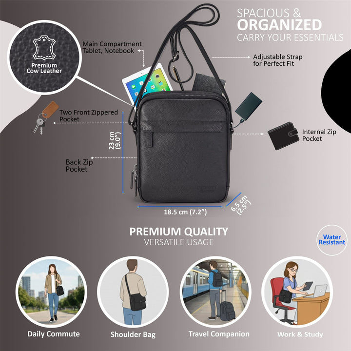Genuine Leather Vintage Messenger Crossbody Travel Bag - Hawthrone