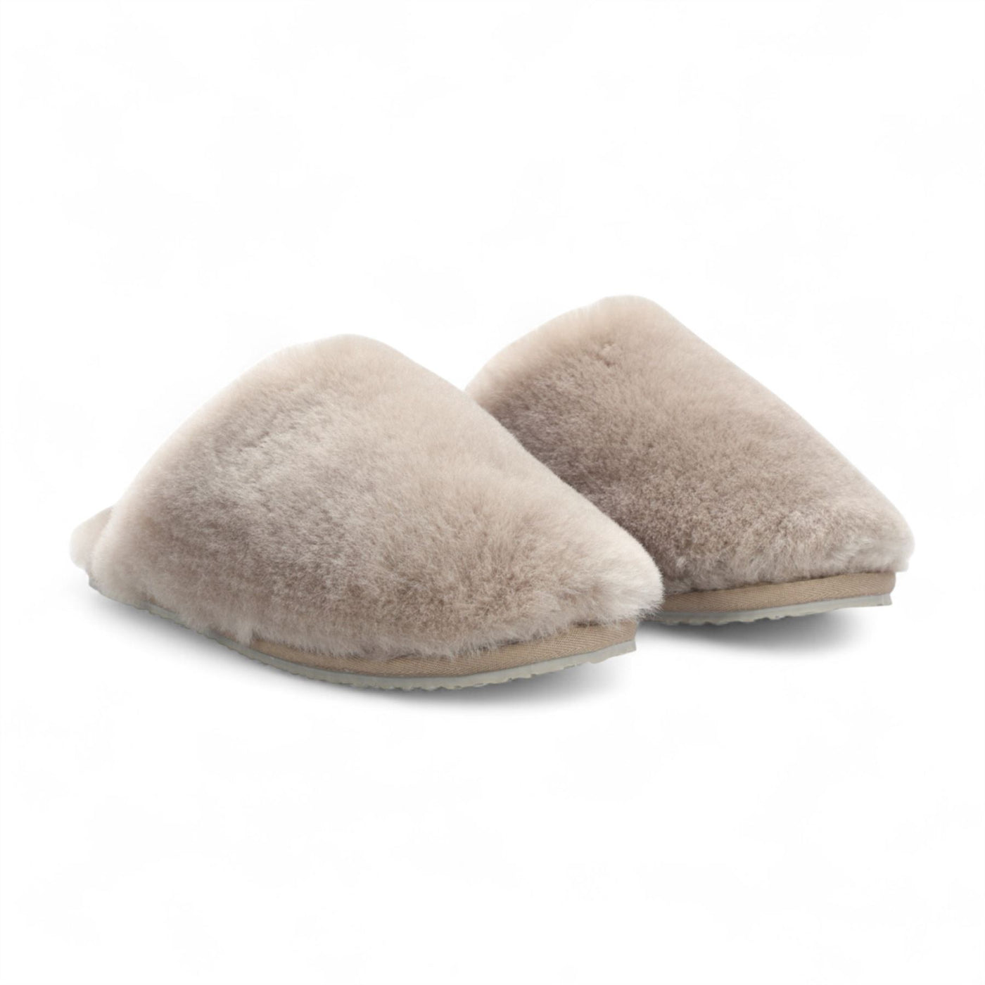 Women's Sheepskin Slippers Taupe Warm Winter Fur Mule - Aurora