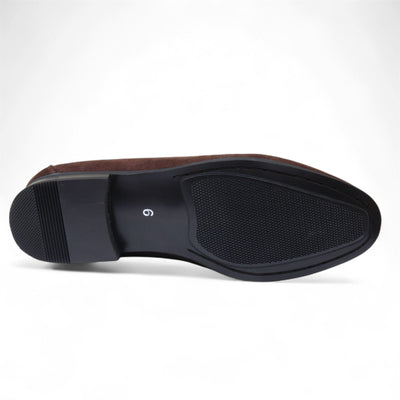 Men's Suede Loafers with Gold Buckle Slip-On Dress Shoes