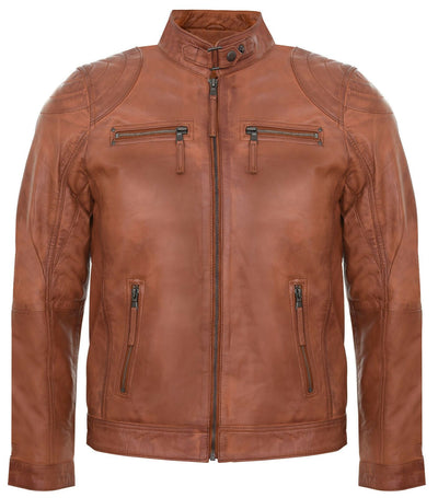 Mens Moto Leather Biker Jacket-Taiwan
