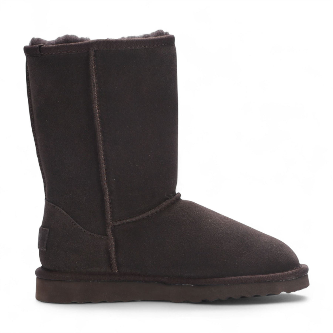 Women's Genuine Sheepskin Brown Suede Slip-On Ankle Winter Boots - Dusk