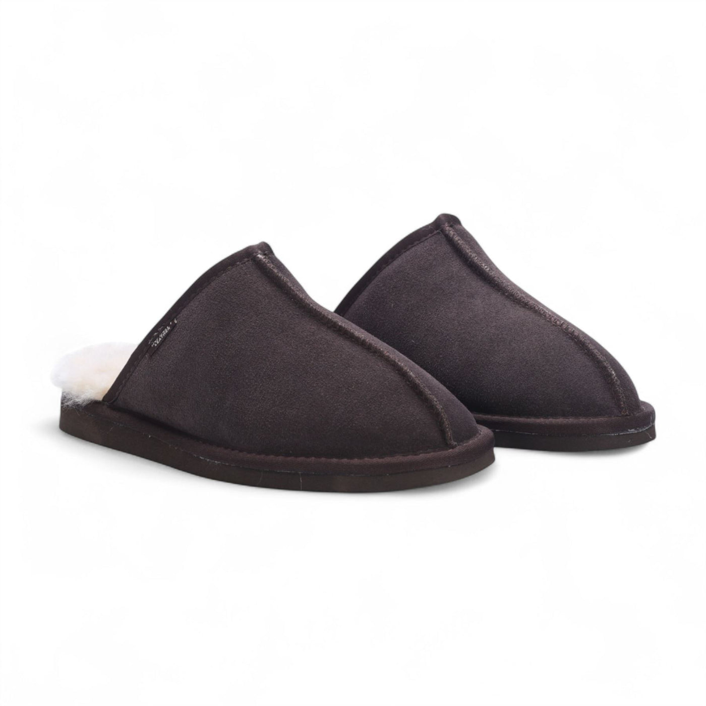 Men's Genuine Sheepskin Brown Suede Mule Winter Warm Non-Slip - Highland