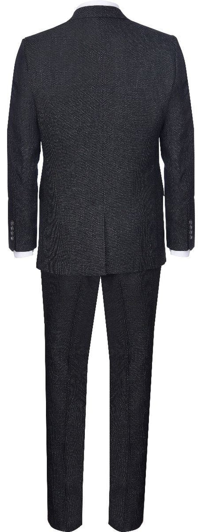 Men's 3 Piece Black Herringbone Tweed Suit