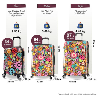 Printed Hard Shell Dual 4 Wheel Luggage Suitcase