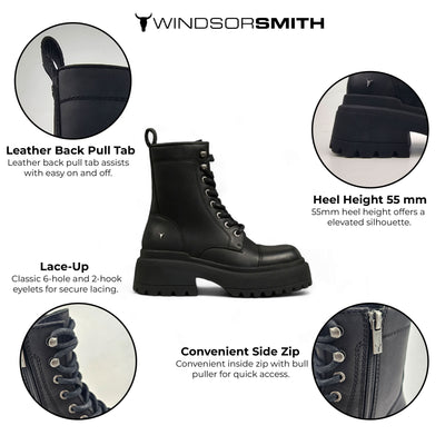 Windsorsmith Leather Chunky Combat Boots - Destroy