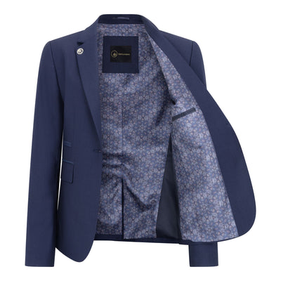 Women's 3 Piece Tailored Fit Plain Navy Formal Office Suit
