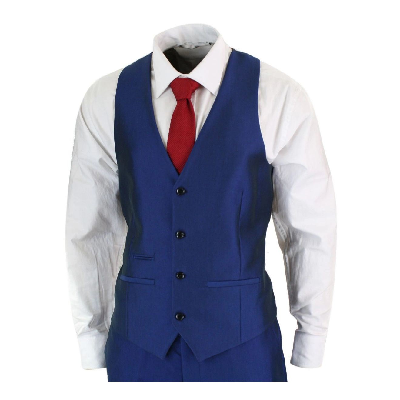 Mens 3 Piece Shiny Royal Blue Classic Suit