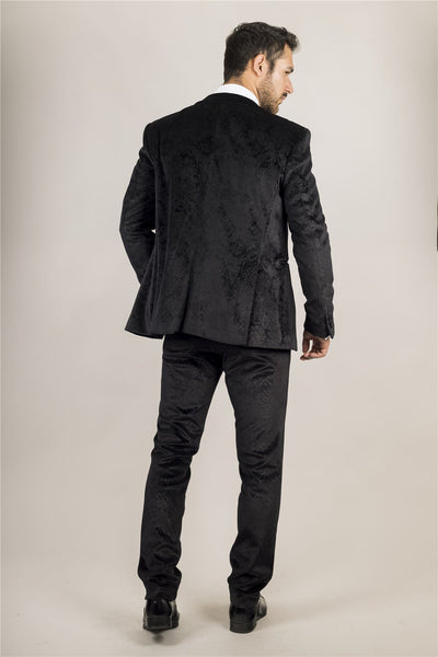 Men's Black 3 Piece Velvet Wedding Tuxedo Formal Suit