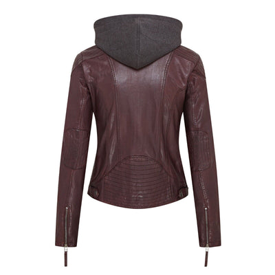 Womens Hooded Classic Biker Jacket - Brazzaville