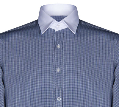 Mens Club Collar Navy Blue Shirt 1920s Peaky Blinders With Bar Poplin Pin Smart