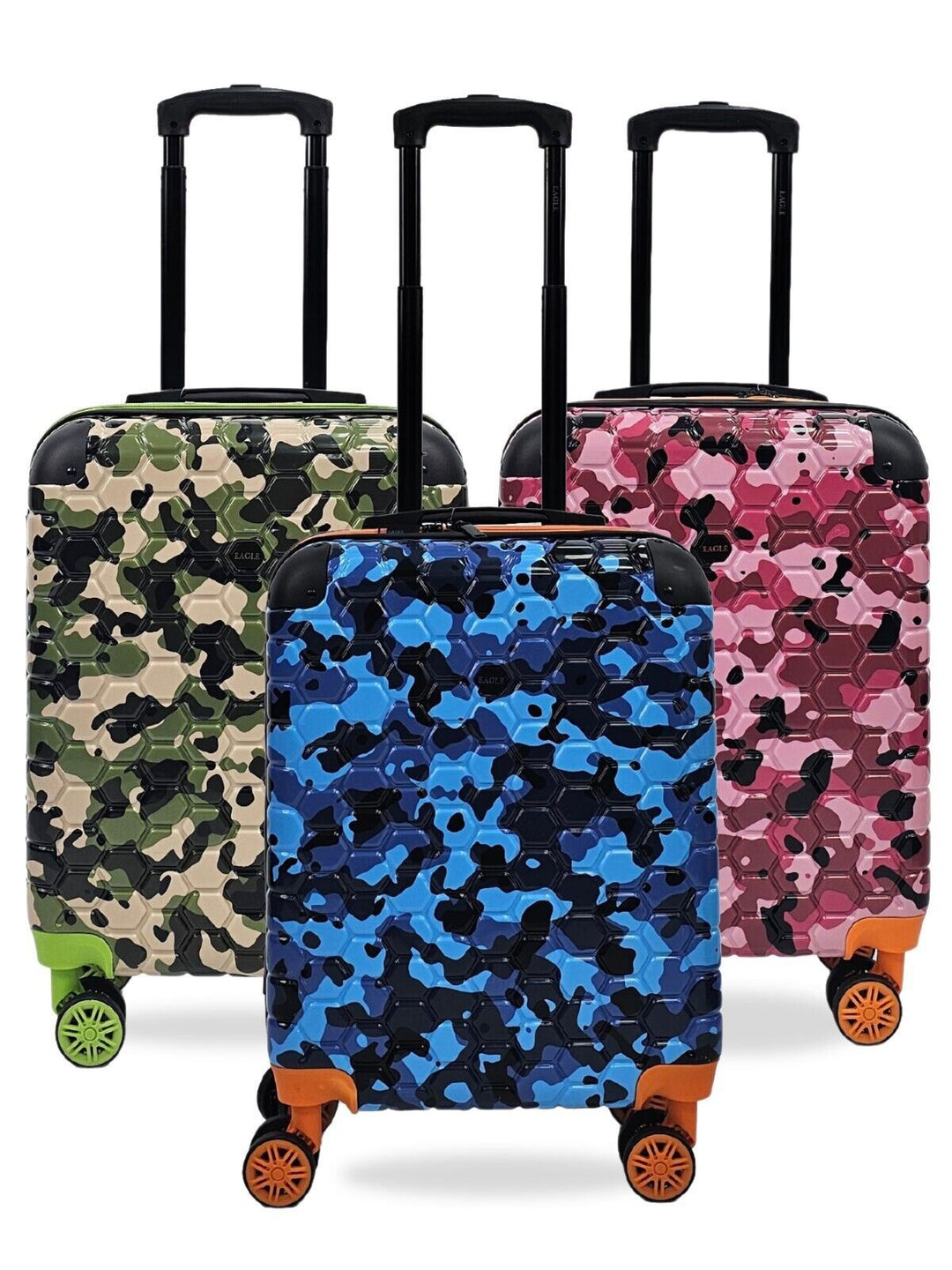 Luggage Set Blue Camo Luggage Hardshell Cabin Robust Wheel ABS