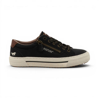 Mustang Women's Black Faux Leather Trainer Sneaker Casual Shoes - M0112011