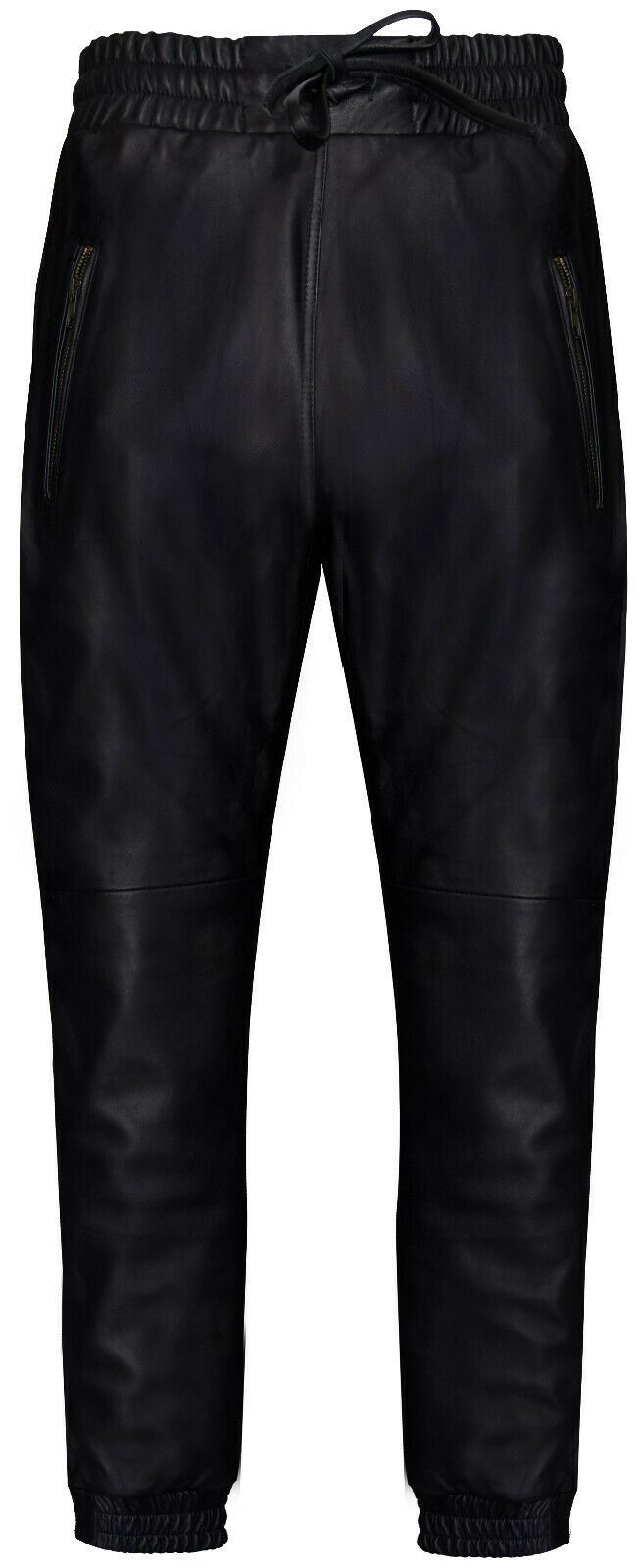 Mens  Leather Jogging Bottoms-Boston