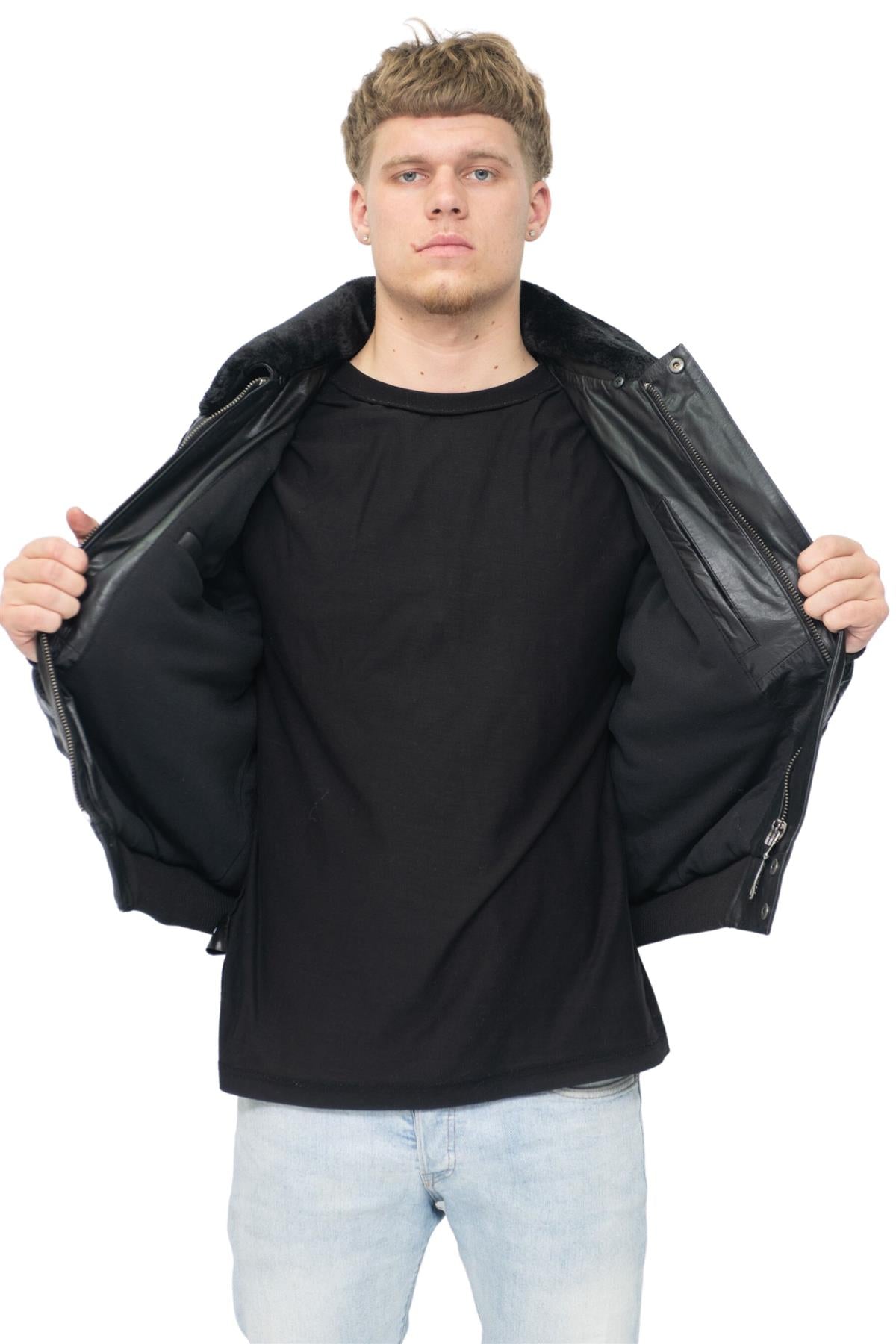 Mens Leather US Air Force Bomber Jacket-Wellington