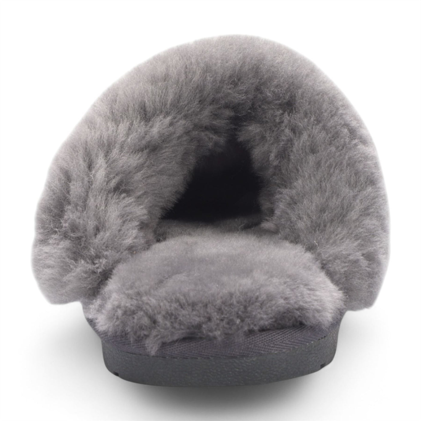 Women's Genuine Sheepskin Grey Suede Mule Winter Slippers - Luna