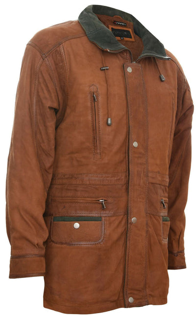 Mens Soft Italian Leather Parka Coat-Winnipeg
