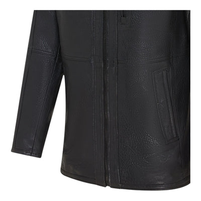Mens Warm Mid-Length Leather Biker Coat - Sikander