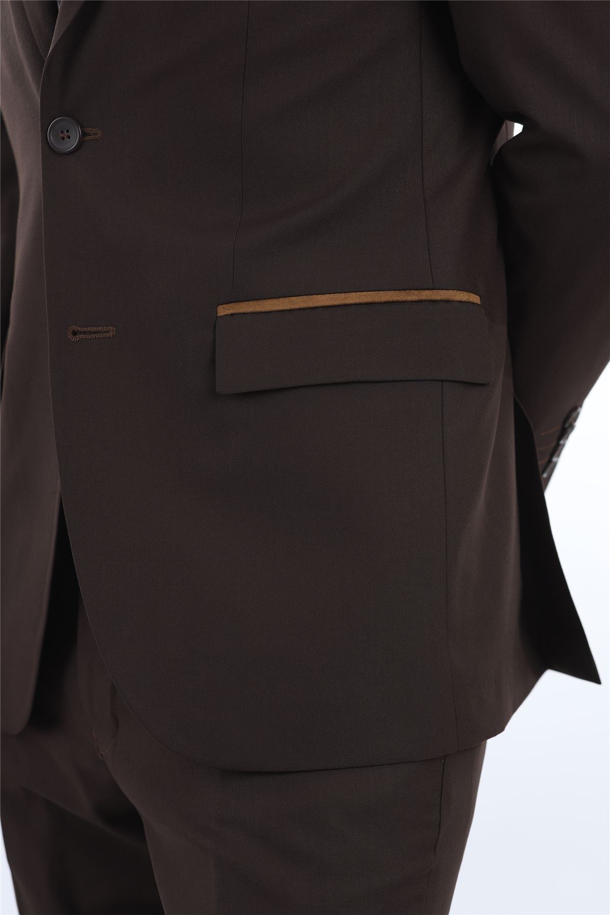 Men's 3 Piece Plain Dark Brown Work Formal Suit