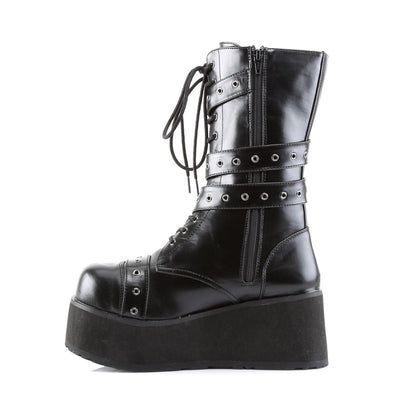 Demonia Trashville 205 Black Vegan Leather Mid Calf Boots