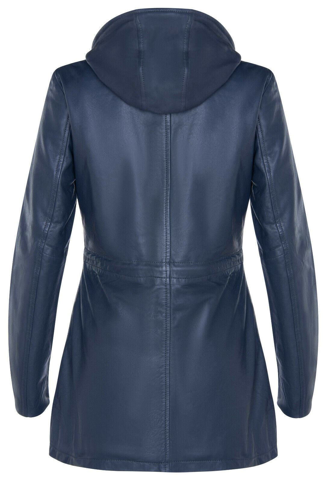 Giacca parka con cappuccio in pelle da donna - Bucarest
