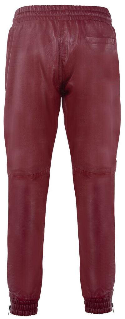 Mens  Leather Jogging Bottoms-Boston
