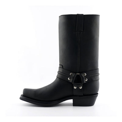 Grinders Unisex Black Western High Leather Boots- Renegade Hi