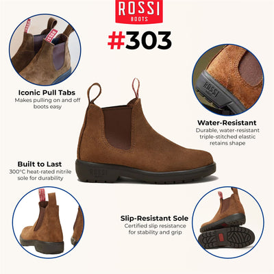 Rossi 303 Endura Rustic Brown Suede Leather Chelsea Boots