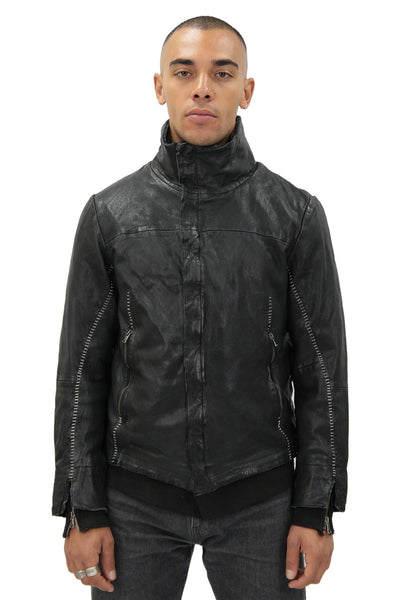 Mens Handstitched Leather Biker Jacket-Tansen