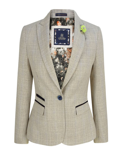 Women's Tweed Herringbone Cream Jacket Peaky Blinders