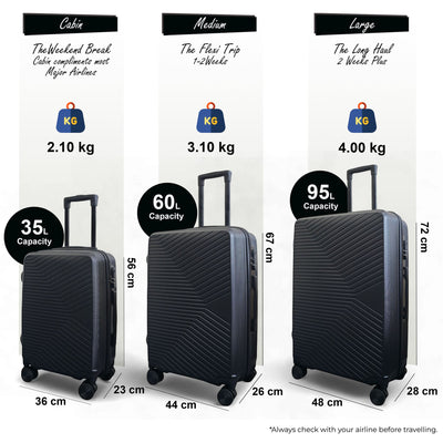 Hardshell Suitcase Set Robust 8 Wheel Luggage Cabin Case Bag