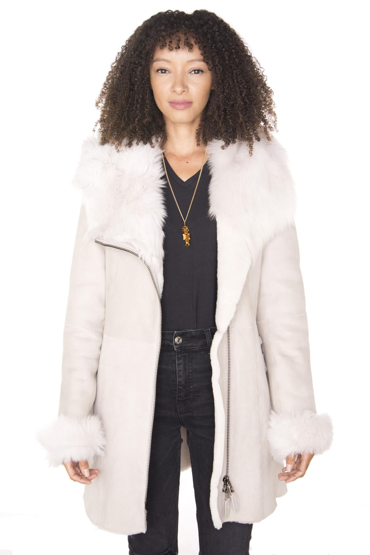 Ladies Suede Merino Sheepskin Coat-Samara