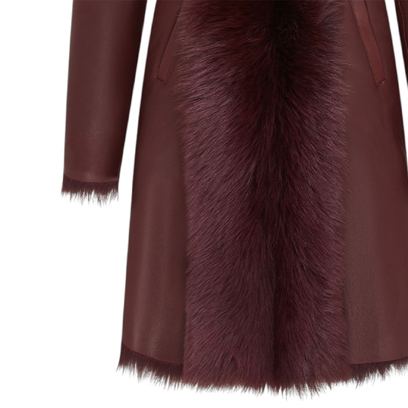 Womens Toscana Sheepskin Leather Hooded Trench Coat - Coast