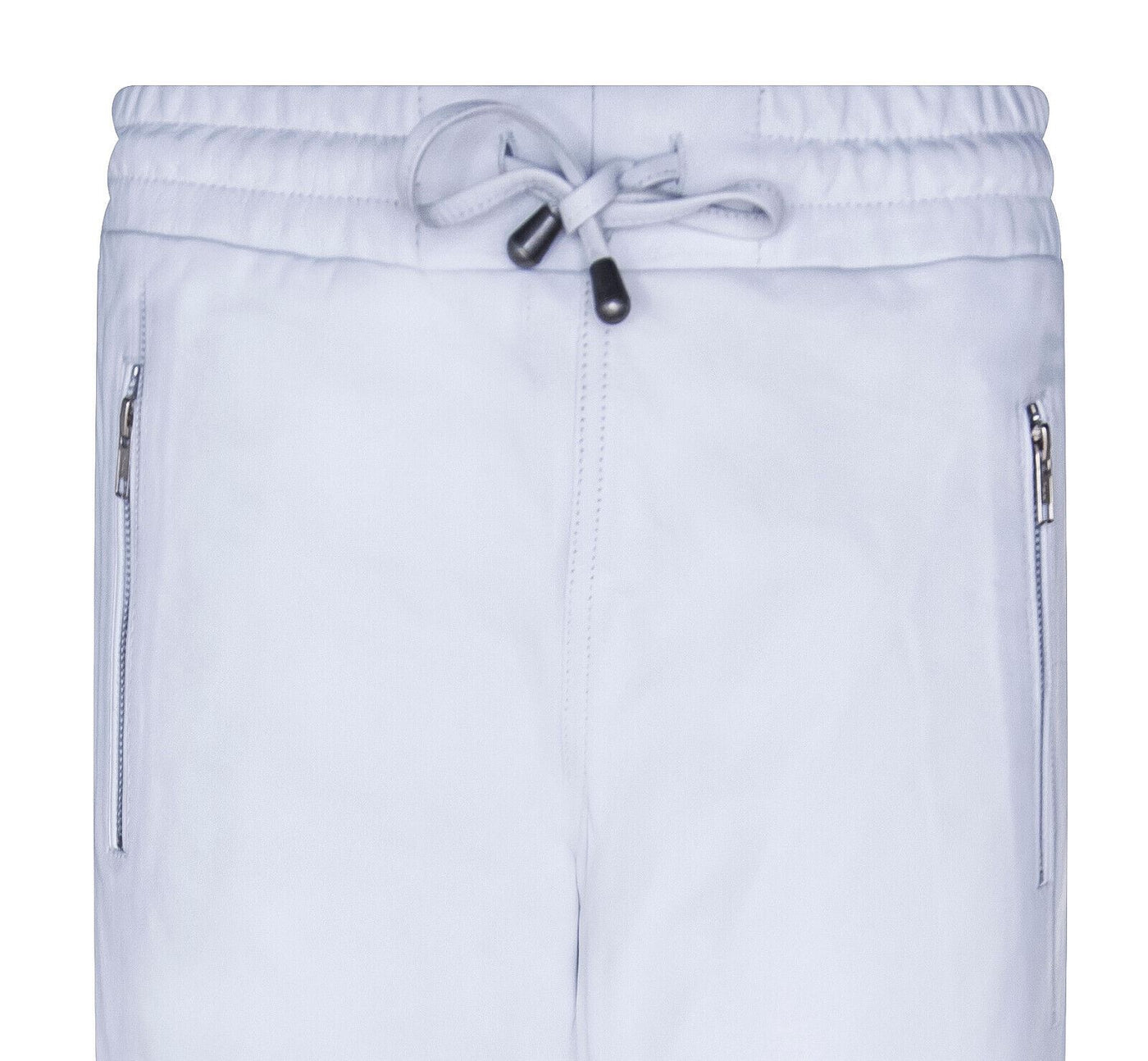 Women's White Real Nappa Leather Trousers Joggers