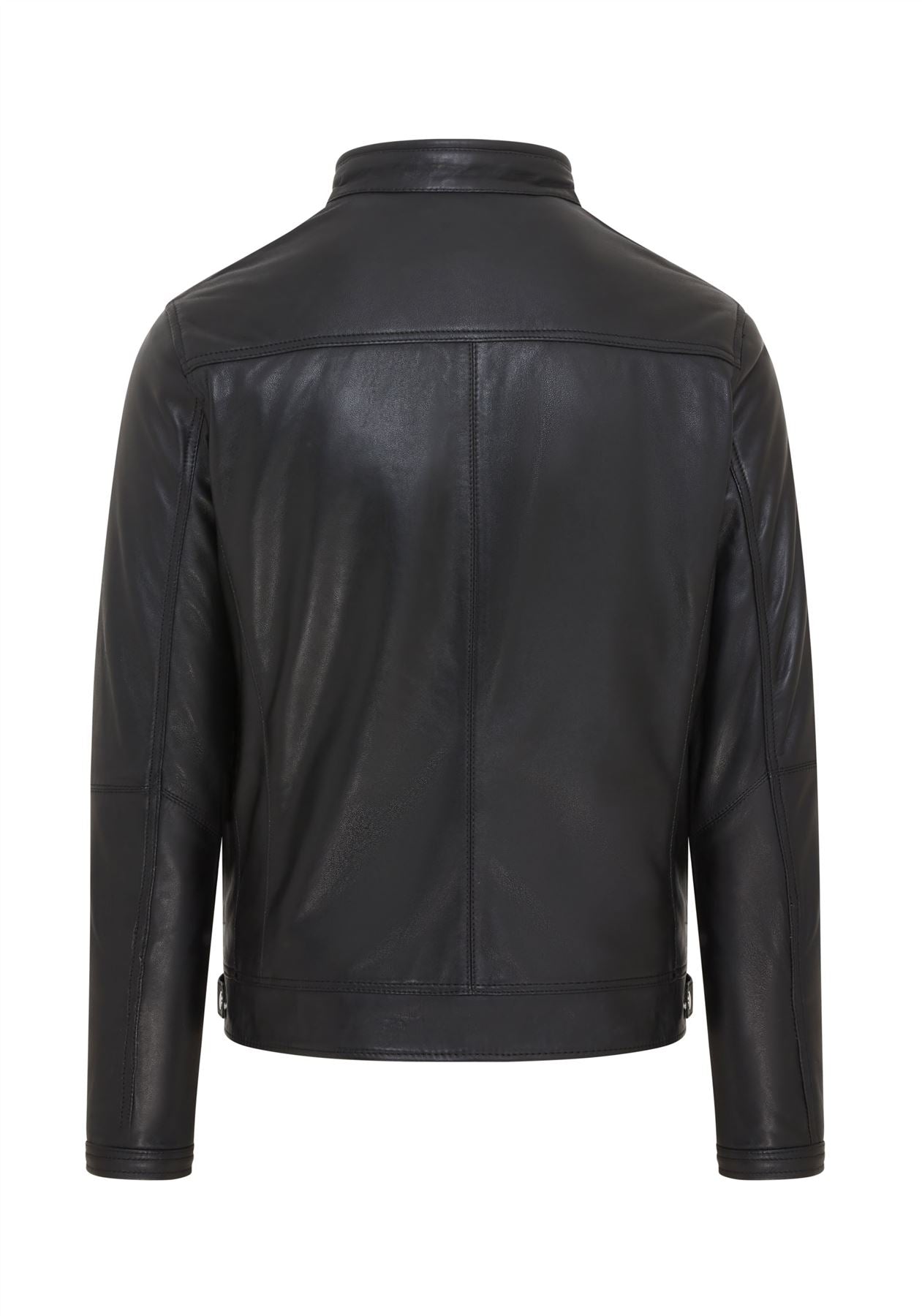 Mens Black Café Racer Biker Leather Jacket - Aniak