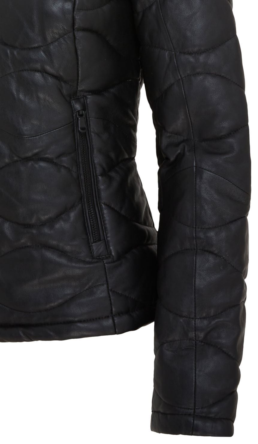 Womens Puffer Quilted Bomber Leather Jacket - Hamar