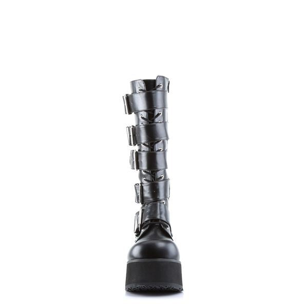 Demonia Trashville 518 Black Vegan Leather Mid Calf Boots