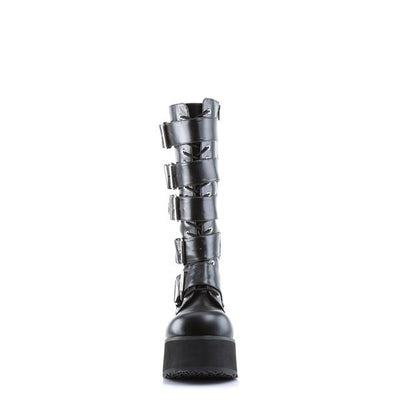 Demonia Trashville 518 Black Vegan Leather Mid Calf Boots