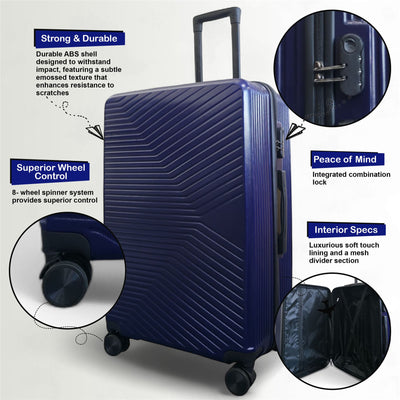 Hardshell Suitcase Set Robust 8 Wheel Luggage Cabin Case Bag