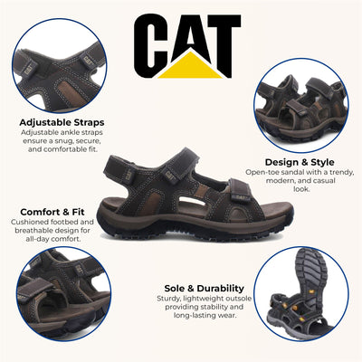 Caterpillar Men's Dark Brown Leather Giles Trekking Sandals