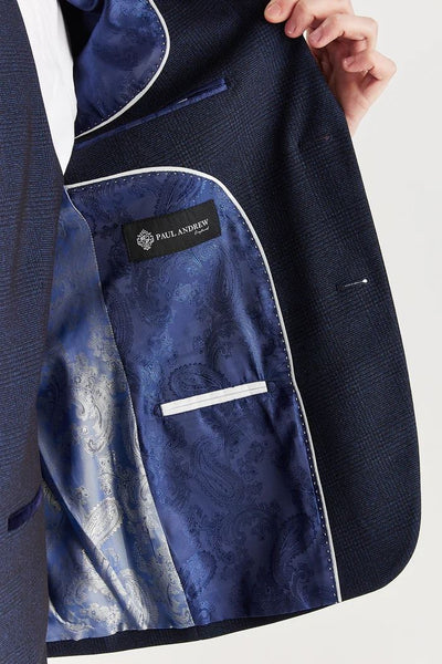 Men's Navy Suit Blazer Prince Of Wales Formal Blazer