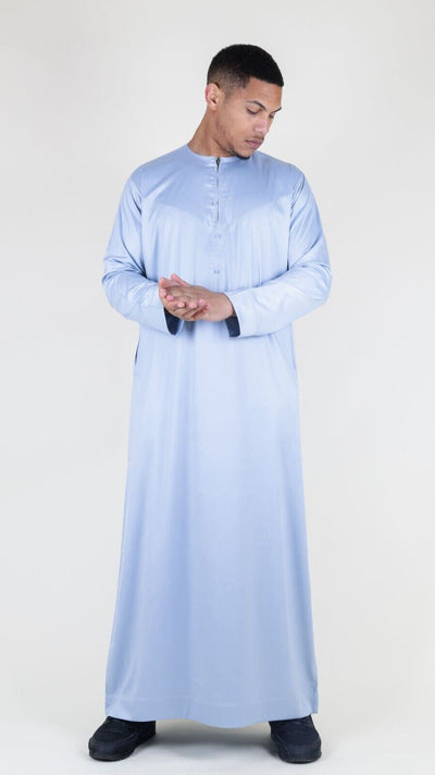 Men's Thobe Robe Satin Emirati Islamic Jubba Eid Slim Fit