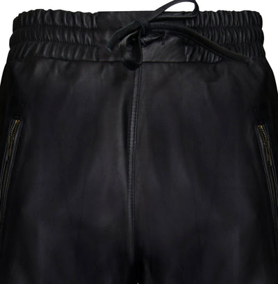 Mens  Leather Jogging Bottoms-Boston
