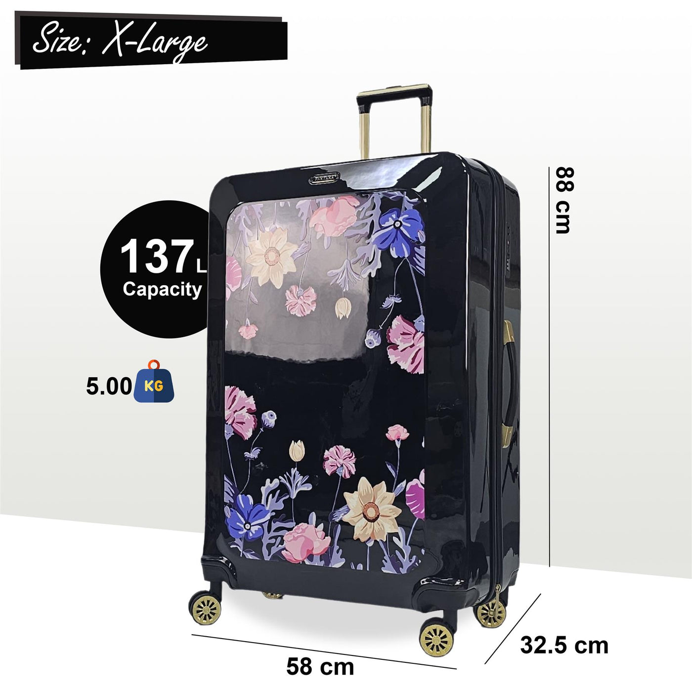 Hard Shell Flower Print Suitcase Luggage Set
