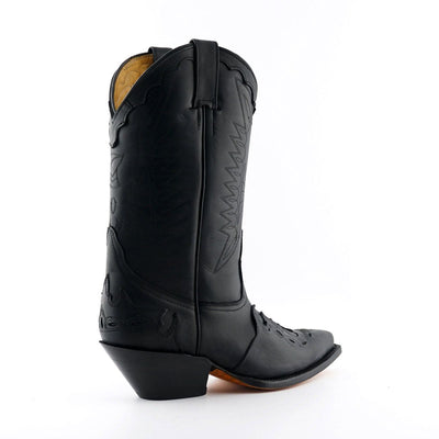 Grinders Unisex Black Leather Cowboy Boots-Arizona HI