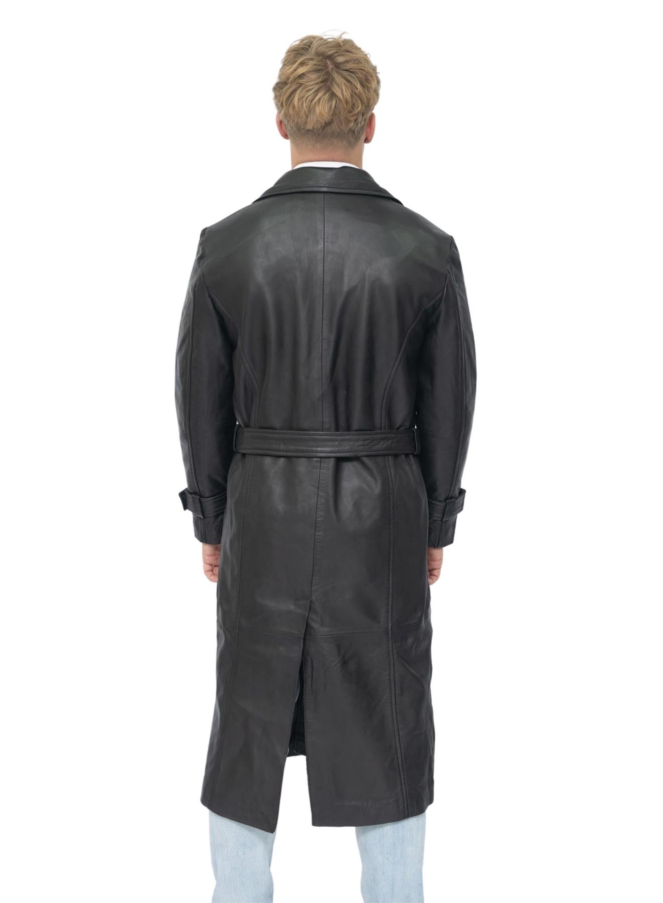 Mens Leather Full Length Trench Coat-Appleton